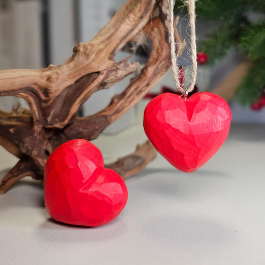 Handcrafted Wooden Heart Ornaments (Set of 2) – Gift Box Included