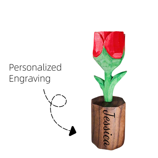 Handmade Wooden Rose With Gift Box Packing