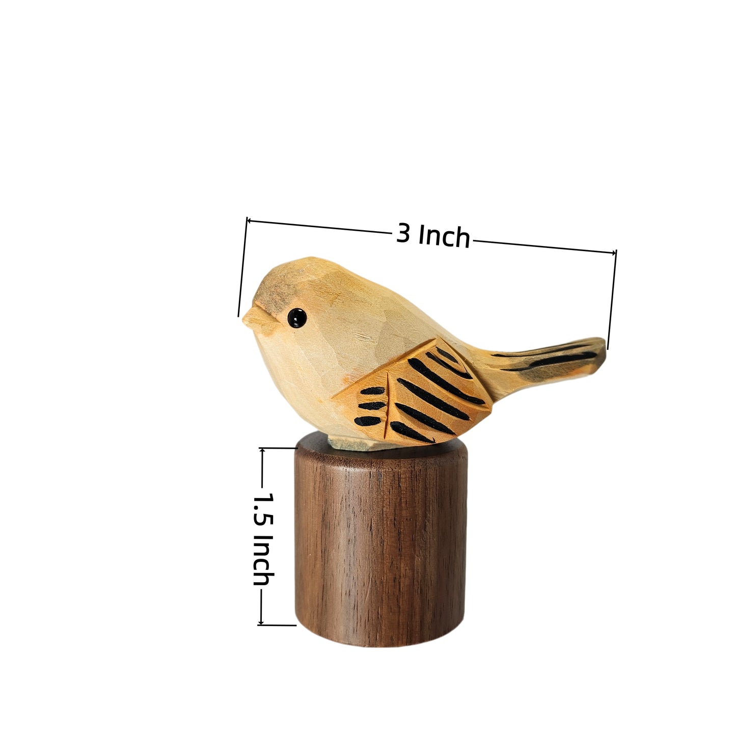 Hand Carved Chubby Bird Figurine | Basswood with Black Walnut Base