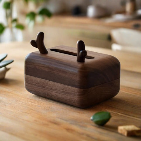 Antler Tissue Box Cover Wooden Handmade Home Decoration - Wooden Islands