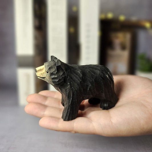 Black Bear 3" Hand-Painted Wood Figurine - Wooden Islands