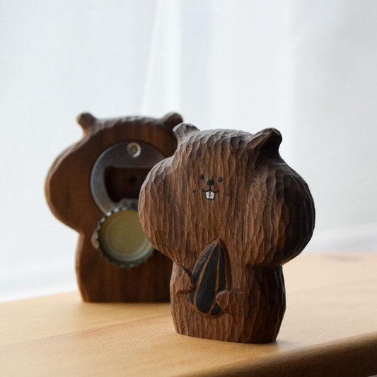 Creative Bottle Opener Hamster, koala Wooden Handmade Fridge Magnet Decoration - Wooden Islands