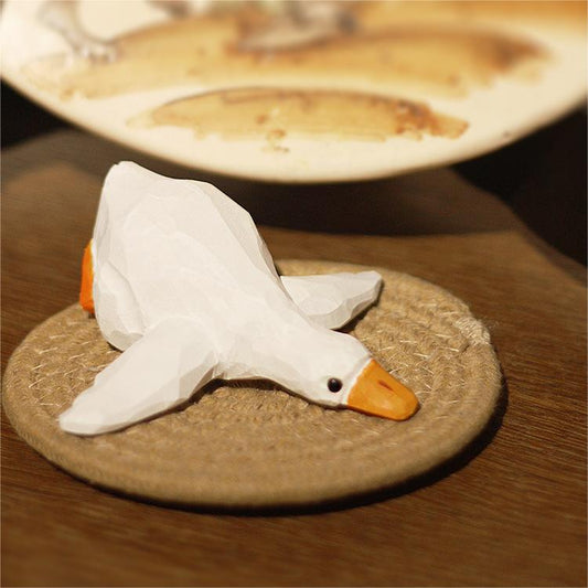 Hand-Painted Wooden Lying Duck Figurine – Charming Home Decor - Wooden Islands