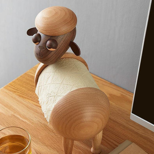 Little Sheep Tissue Holder Wooden Handmade Home Decoration - Wooden Islands