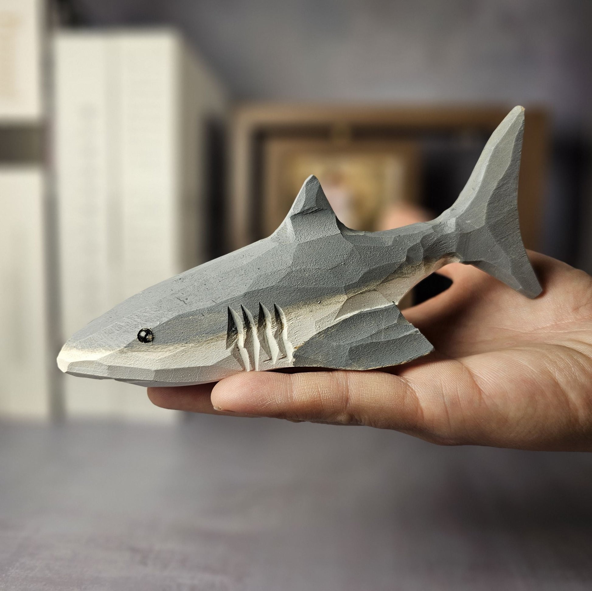 Megalodon-Shark-Hand-Carved Figurine - Wooden Islands