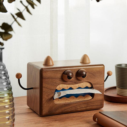 Monster Tissue Box Cover Wooden Handmade Home Decoration - Wooden Islands
