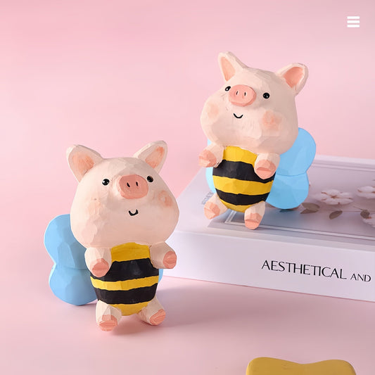 Pig-Bee Hand-Carved Wooden Figurine - Wooden Islands