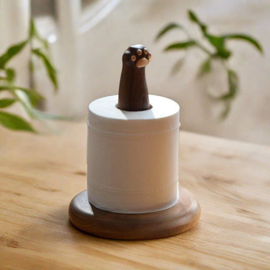 Tissue Holder Cat Paw Wooden Hand Carved Decorative - Wooden Islands