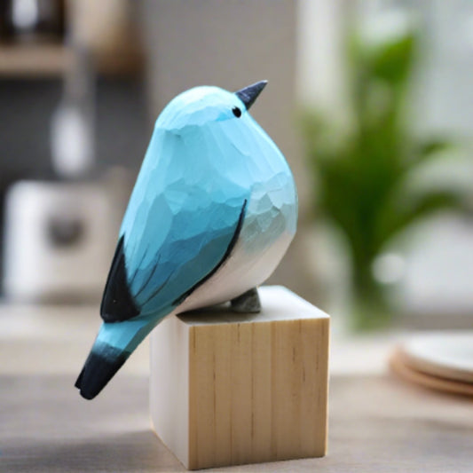 1st Gen Mountain Bluebird Figurines Hand Carved Painted Wooden - Wooden Islands