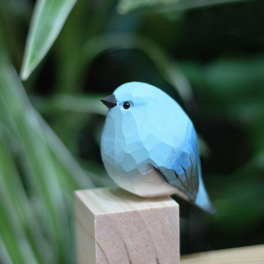 2nd Gen Mountain Bluebird Figurines Hand Carved Painted Wooden borb - Wooden Islands