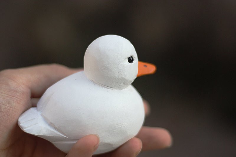 Adorable Cole Duck Figurine - Hand-Painted Wooden Sculpture for Animal Lovers - Wooden Islands