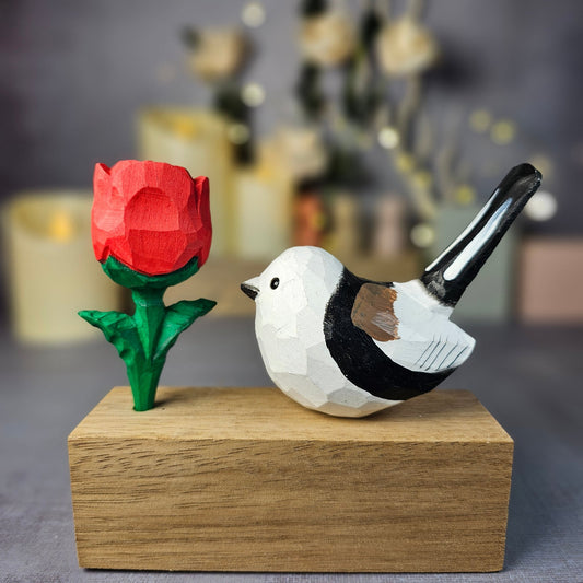 Aegithalos Caudatus B with Rose - Wooden Islands