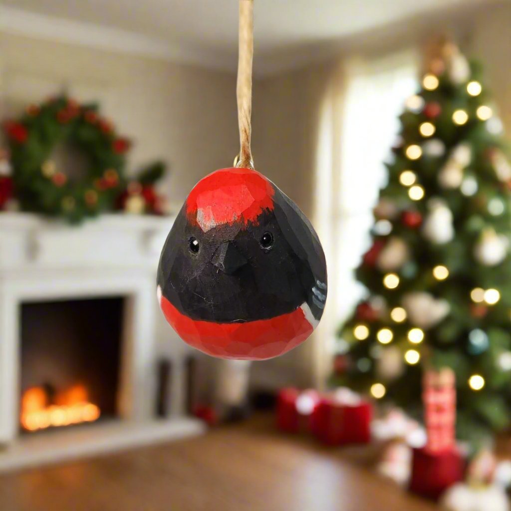 Australasian Robin Bird Hanging Ornaments - Wooden Islands