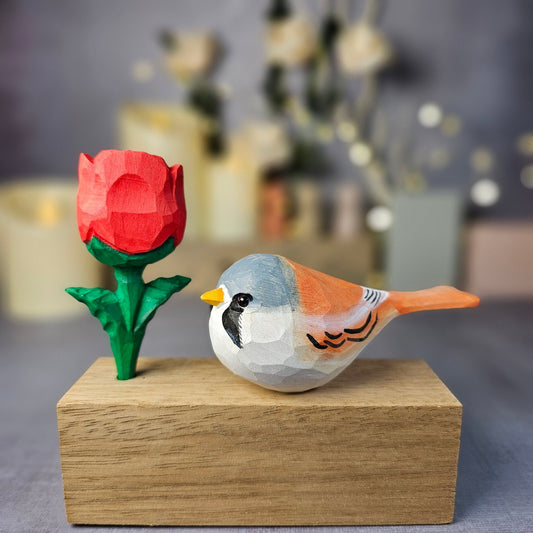 Bearded Tit with Rose - Wooden Islands