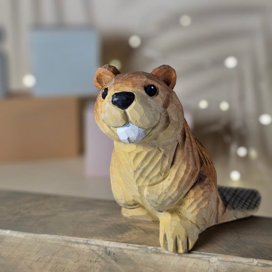 Beaver Hand-Painted Figurine - Wooden Islands