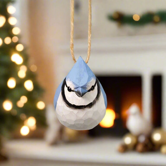 Blue Jay Bird Hanging Ornaments - Wooden Islands