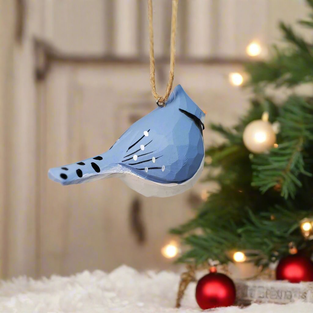 Blue Jay Bird Hanging Ornaments - Wooden Islands