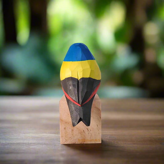 Bunting Figurine Hand Carved Painted Wooden Bird - Wooden Islands