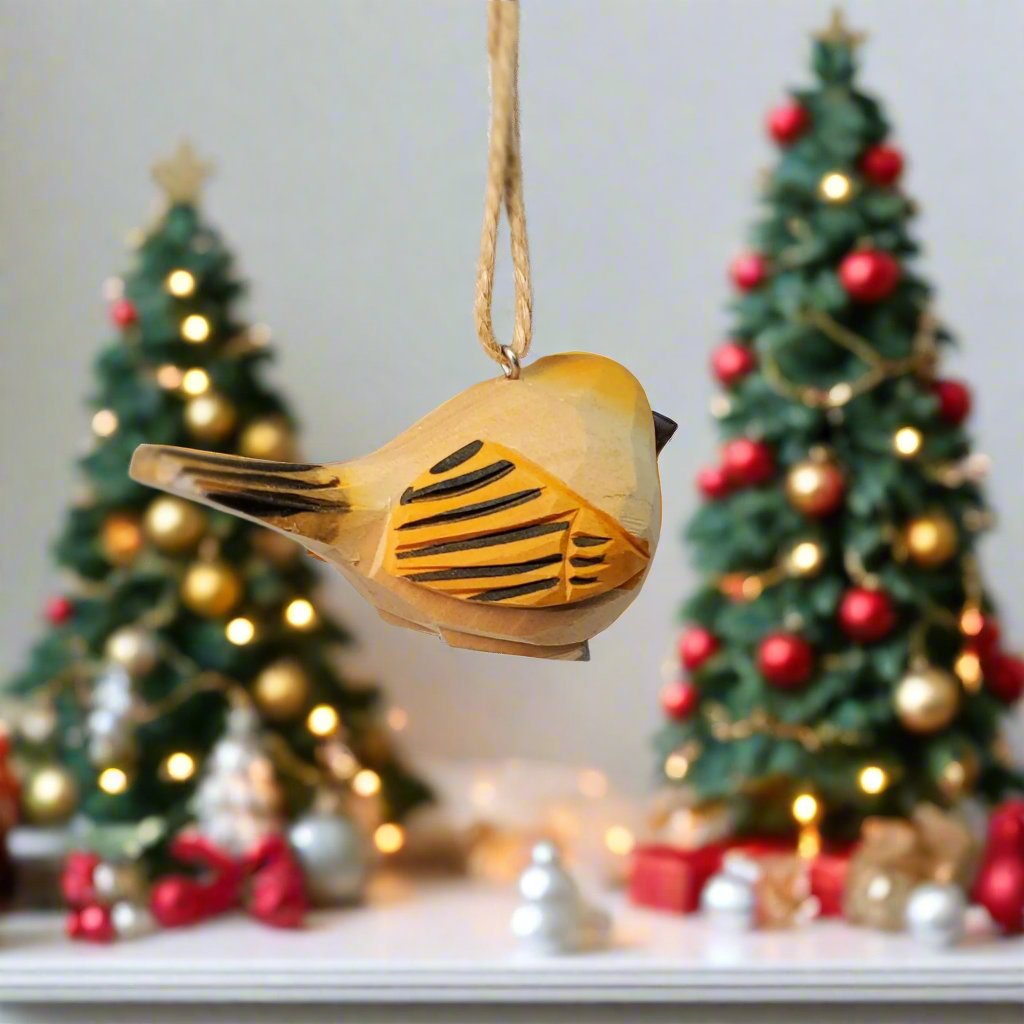 Chubby Bird Hanging Holiday Ornaments - Wooden Islands