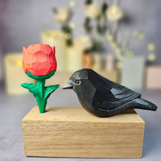 Crow with Rose - Wooden Islands