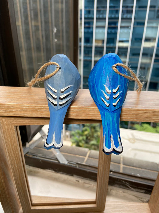 Eastern Bluebird Couple Bird Ornaments - Wooden Islands