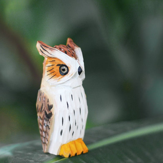 Eurasian Eagle-Owl Sculpted Hand-Painted Animal Wood Figure - Wooden Islands