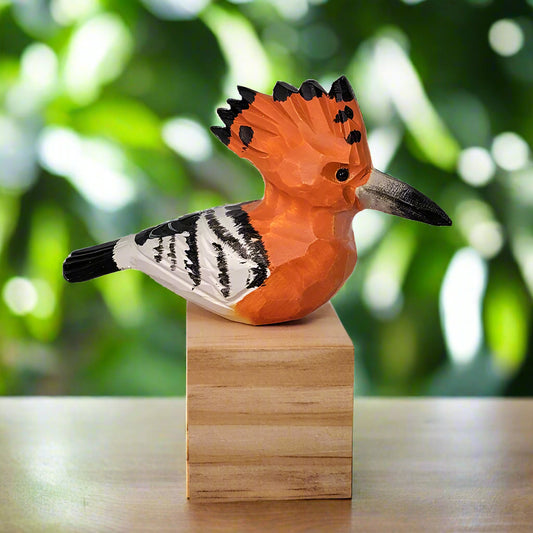 Hoopoe Bird Figurine Hand Carved Painted Woode - Wooden Islands