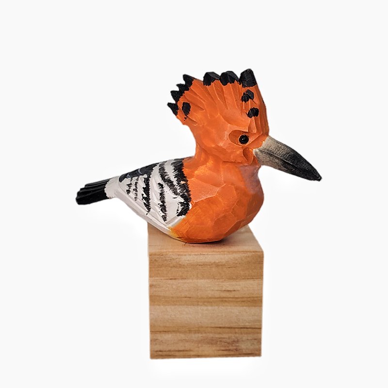 Hoopoe Bird Figurine Hand Carved Painted Woode - Wooden Islands