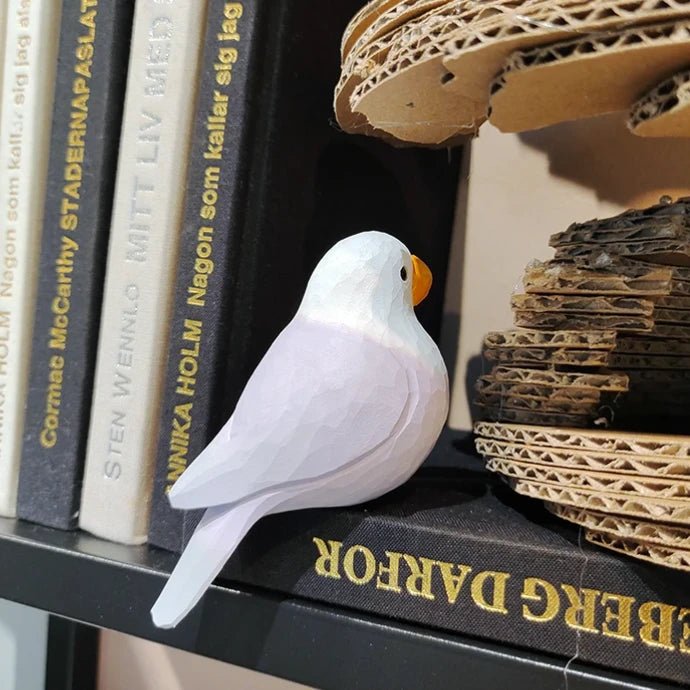 Lovebirds Sculpted Hand-Painted Bird Figure - Wooden Islands