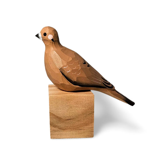 Mourning Dove Sculpted Hand-Painted Wood Bird Figure - Wooden Islands