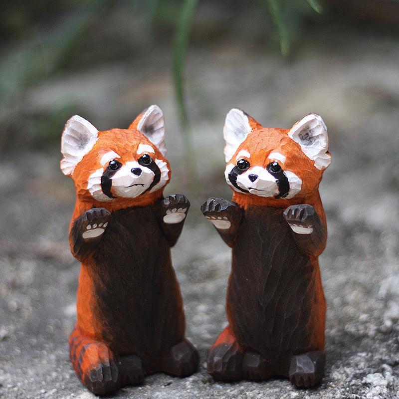Red Panda Sculpted Hand-Painted Animal Wood Figure - Wooden Islands