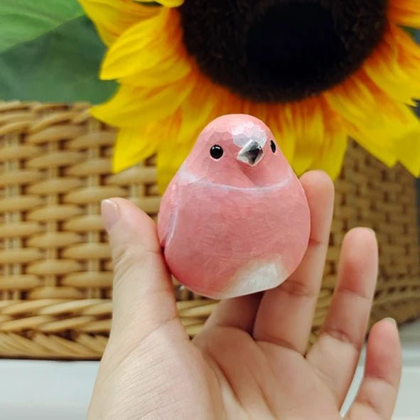 Rosefinch Sculpted Hand-Painted Bird Figure - Wooden Islands