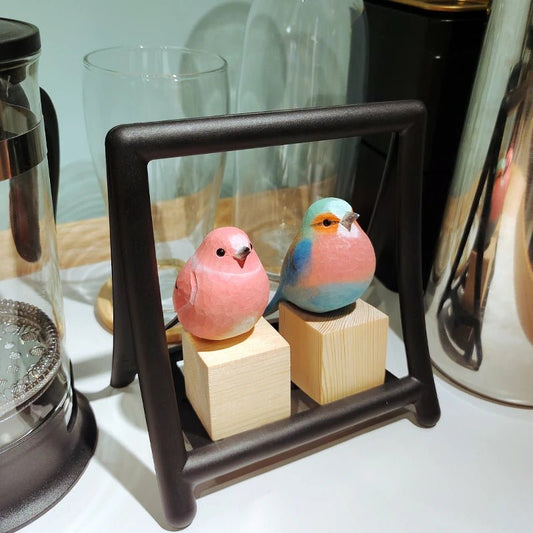 Rosefinch Sculpted Hand-Painted Bird Figure - Wooden Islands