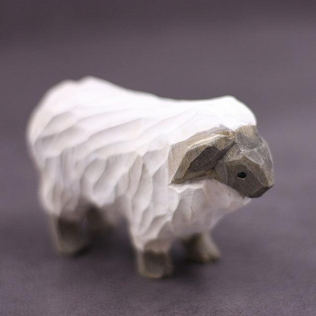 Sheep Sculpted Hand-Painted Animal Wood Figure - Wooden Islands