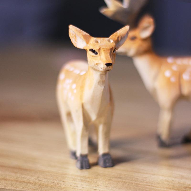 Sika Deer Sculpted Hand-Painted Animal Figure - Wooden Islands