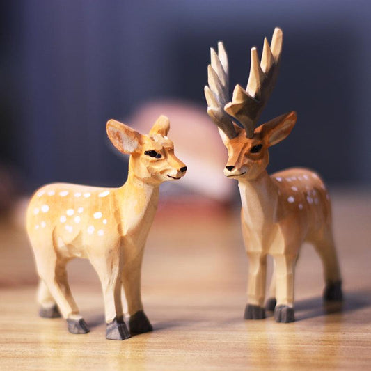 Sika Deer Sculpted Hand-Painted Animal Figure - Wooden Islands