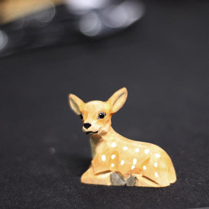 Sika Deer Sculpted Hand-Painted Animal Figure - Wooden Islands