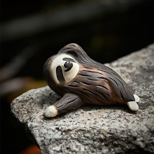 Sloths Sculpted Hand-Painted Animal Wood Figure - Wooden Islands