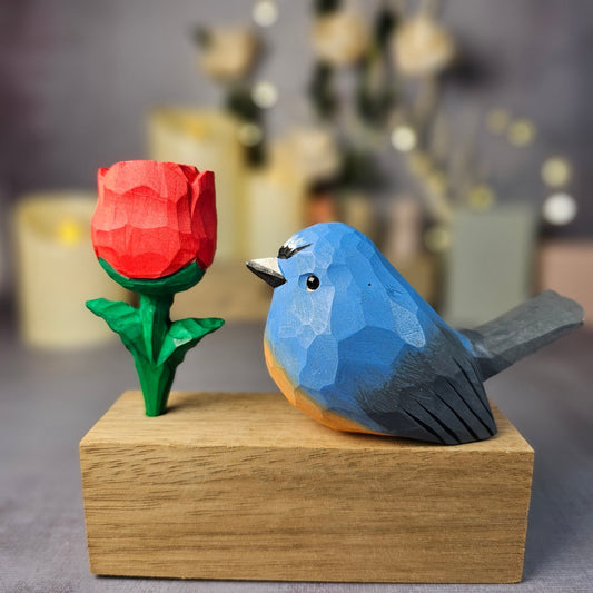 Snowy-Browed Flycatcher with Rose - Wooden Islands