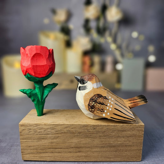 Sparrow A with Rose - Wooden Islands