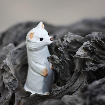 Stoat Sculpted Hand-Painted Animal Wood Figure - Wooden Islands