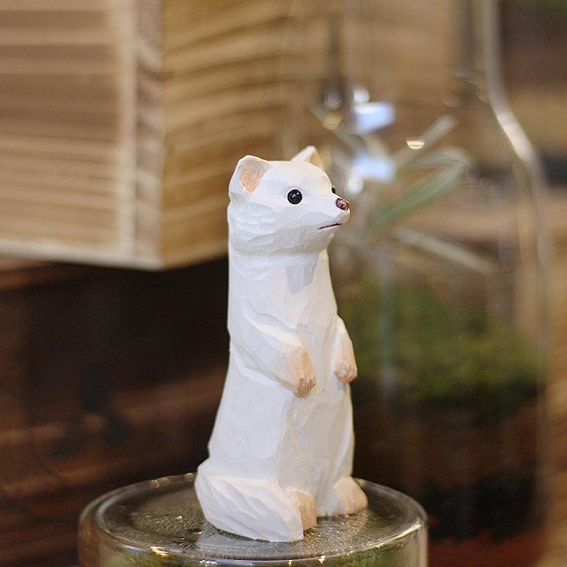 Stoat Sculpted Hand-Painted Animal Wood Figure - Wooden Islands