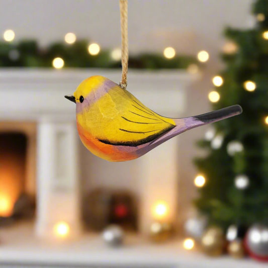 White-Browed Tit-warbler Hanging Ornaments - Wooden Islands