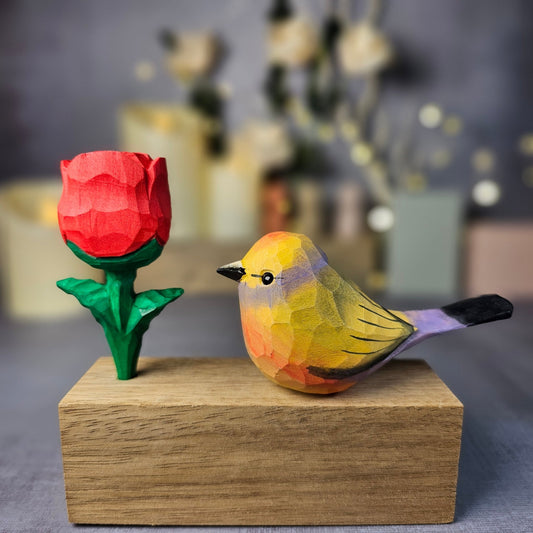 White-Browed Tit-Warbler with Rose - Wooden Islands