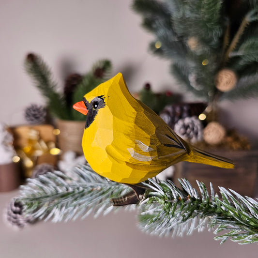 Cardinal Yellow Clip-on Bird Ornament