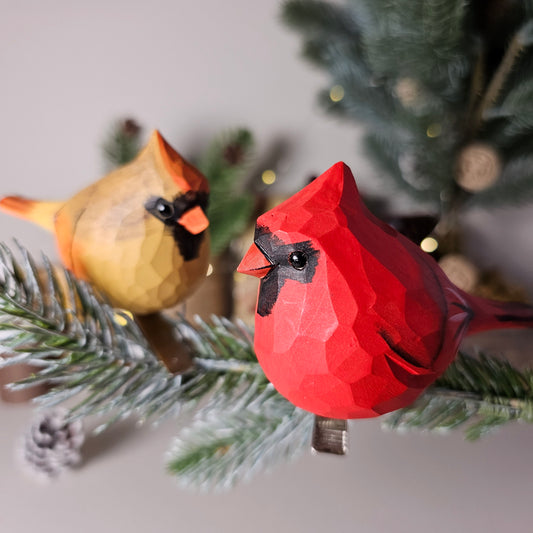 Cardinal Couple Clip-on Christmas Tree Ornaments - Gift Box (Set of 2)