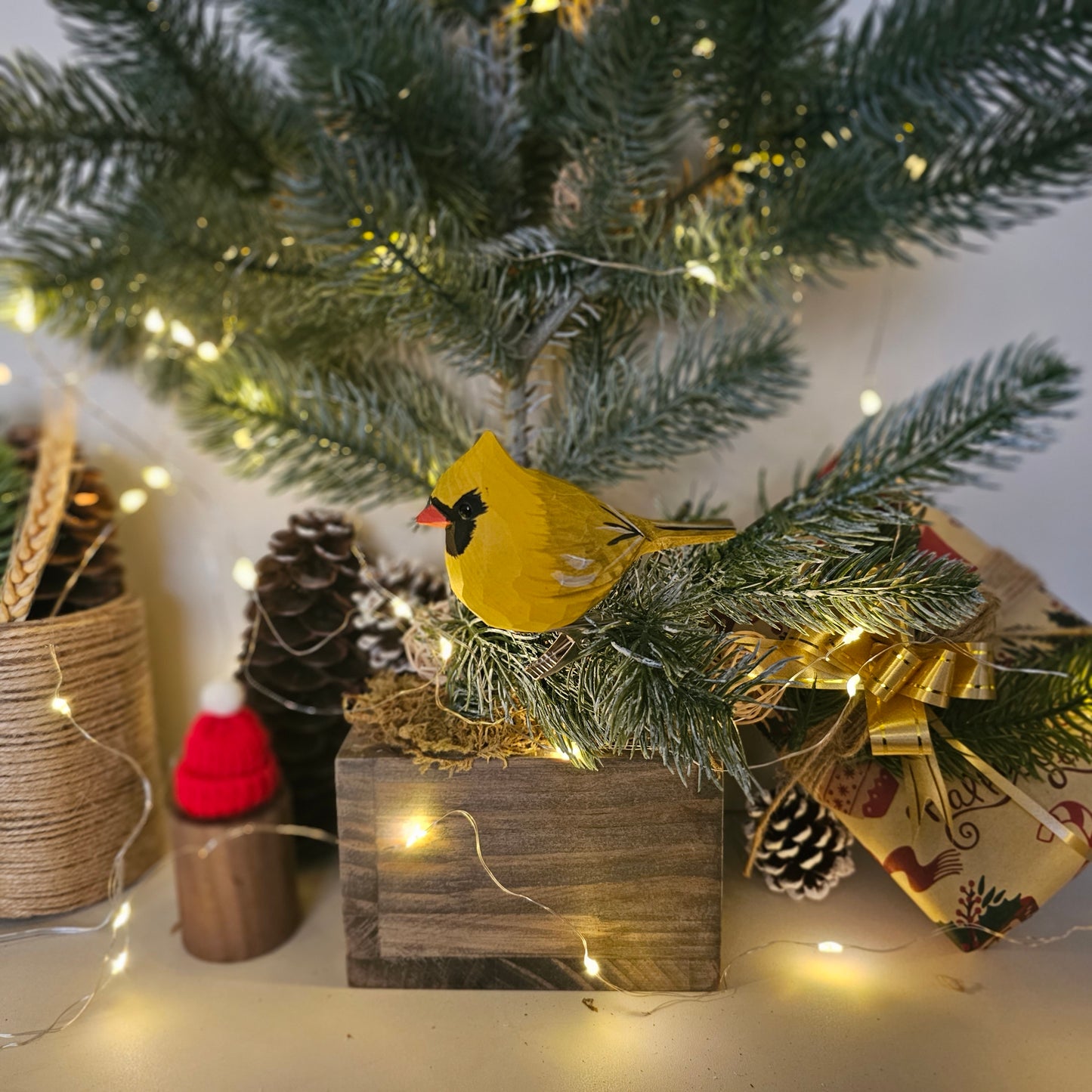 Cardinal Yellow Clip-on Bird Ornament