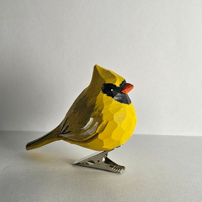 Cardinal Yellow Clip-on Bird Ornament