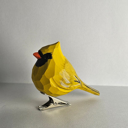 Cardinal Yellow Clip-on Bird Ornament