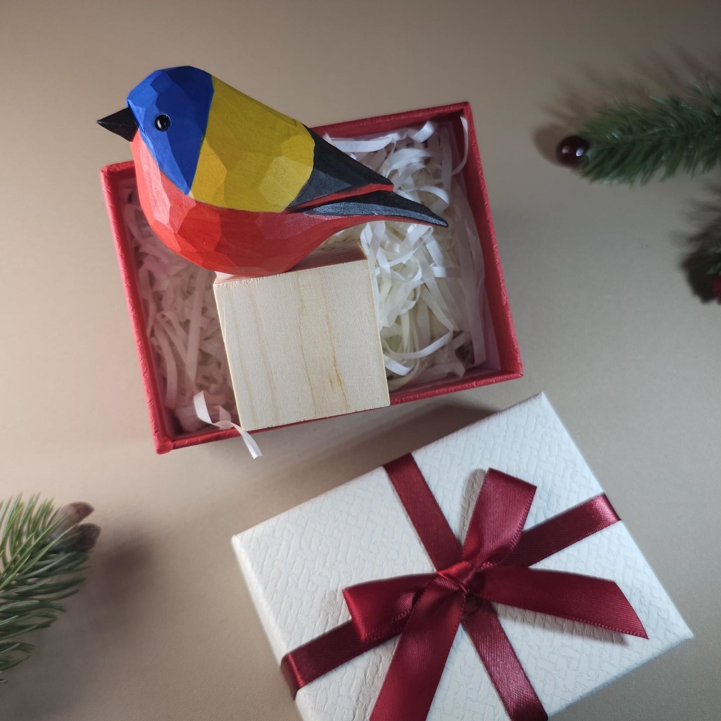 Bird Figurine comes with wooden stand and gift box packaging
